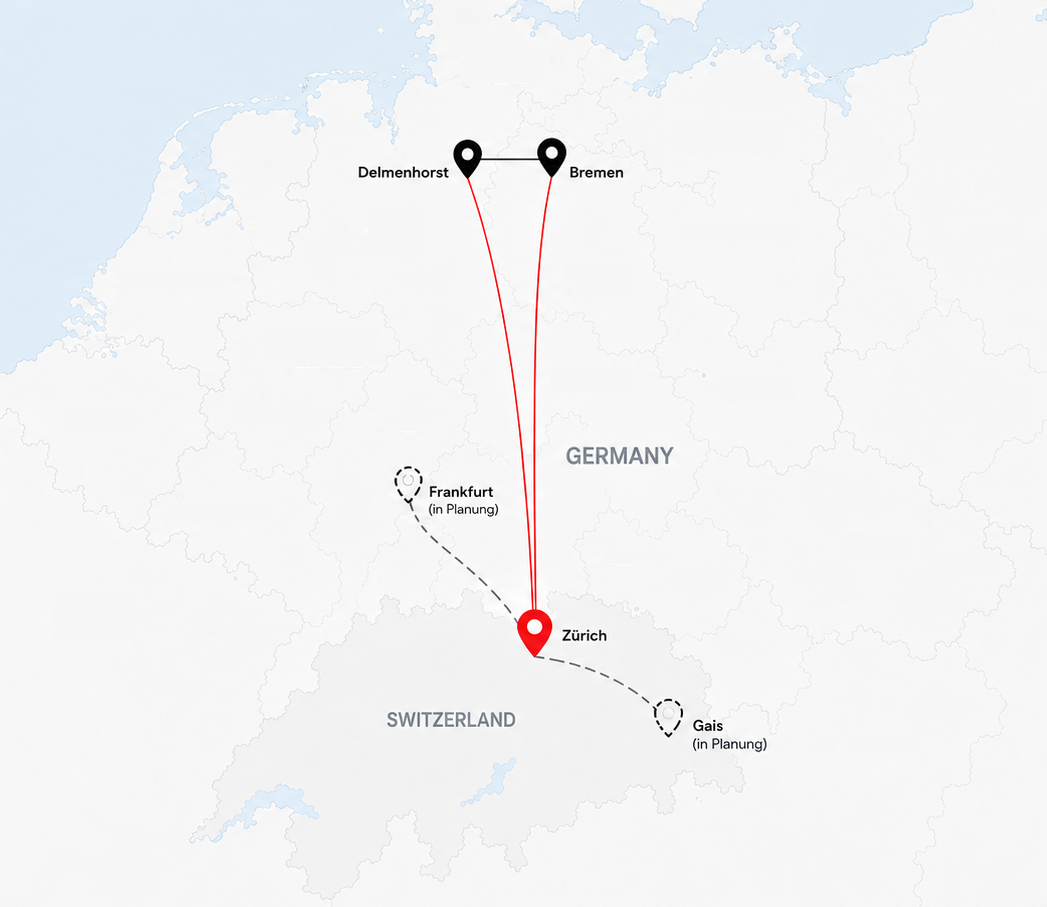 3CX Hosting-Standorte: Zürich, Delmenhorst/Bremen, Gais und Frankfurt